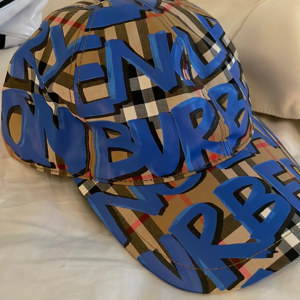 Burberry blue graffiti cap